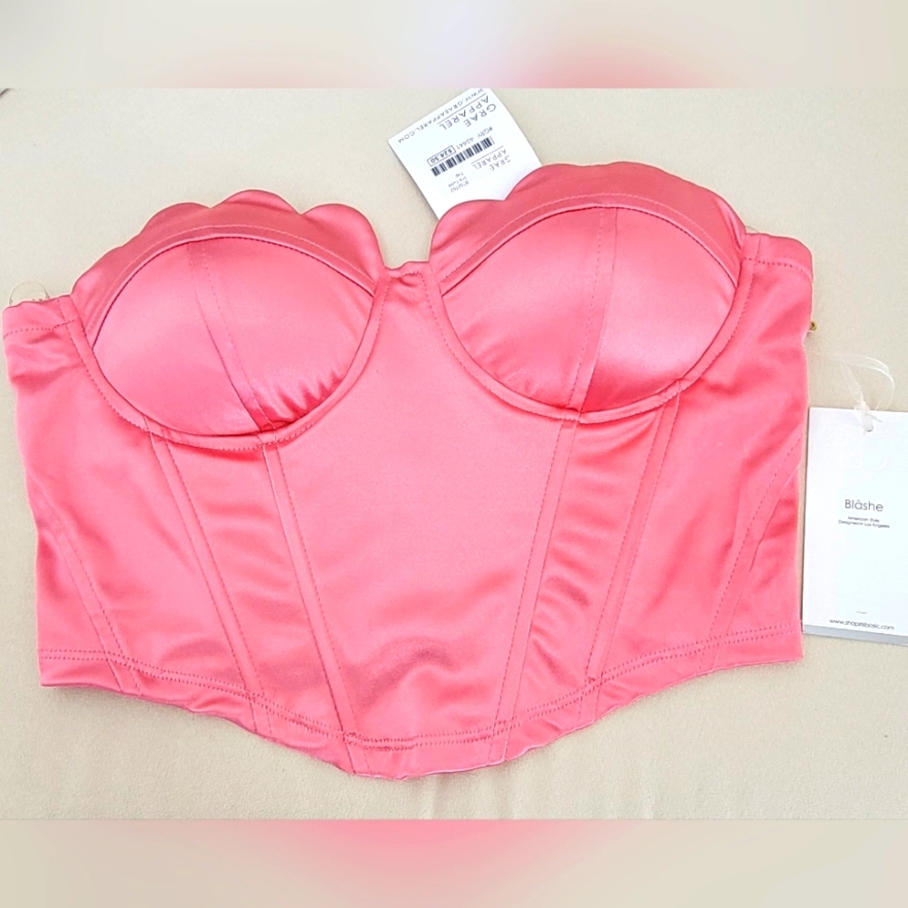 Juniors Crop strapless Top, hot Pink, size medium, Grae Apparel, NWT